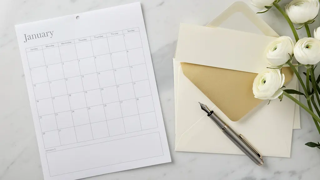 Calendrier de janvier avec marqueurs stratégiques pour l'envoi de vœux d'entreprise