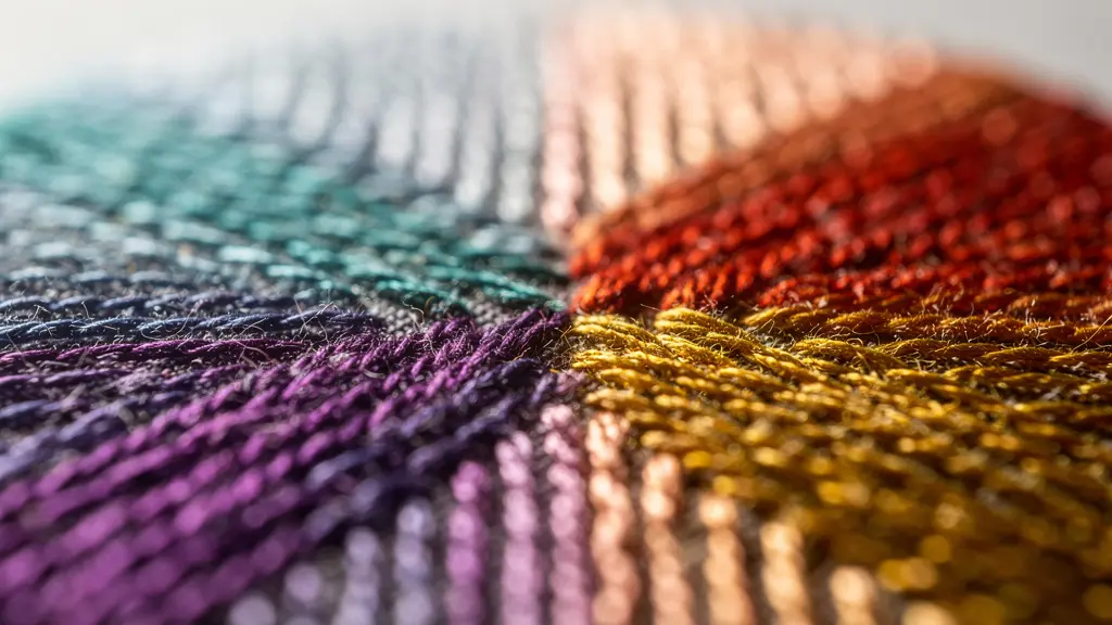 Vue macro d'une broderie montrant la texture et le relief des fils