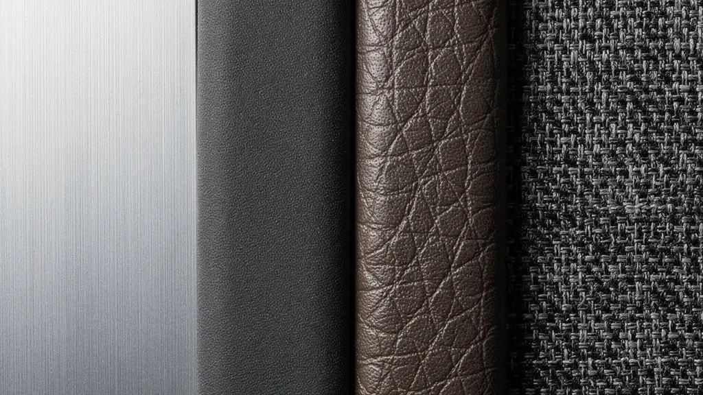 Gros plan macro sur des matériaux et textures d'objets promotionnels premium