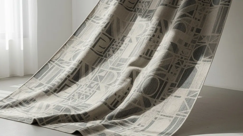 Textile avec motif répétitif abstrait créé à partir d'éléments de logo déconstructés