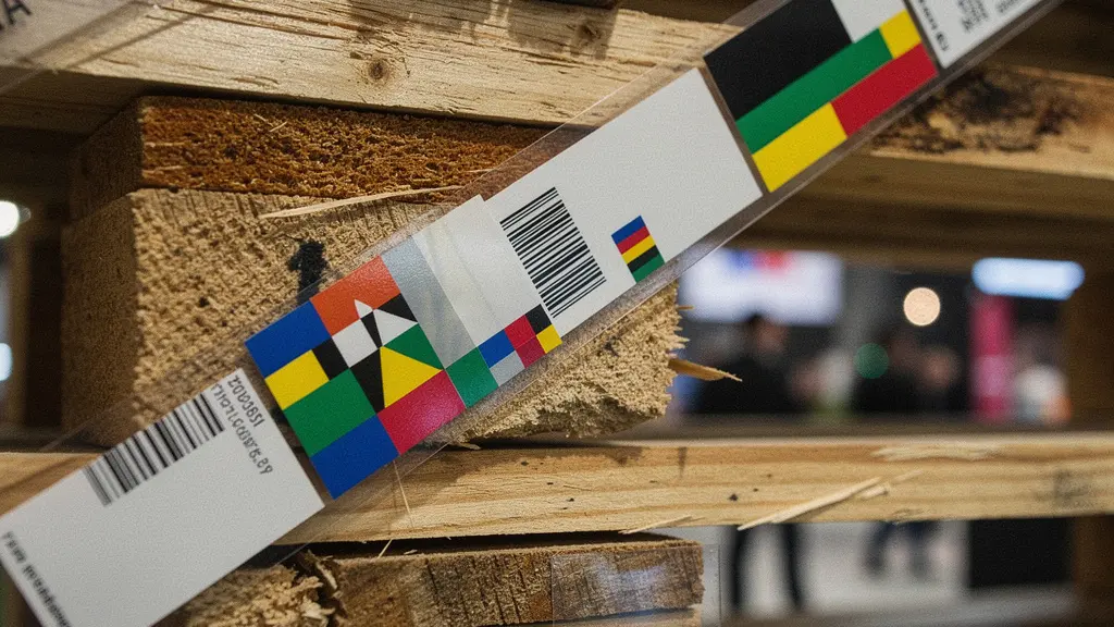 Vue macro de systèmes d'étiquetage et de suivi logistique sur des palettes