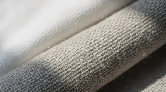 Gros plan sur différentes textures de tissus professionnels montrant les variations de qualité et de densité de tissage